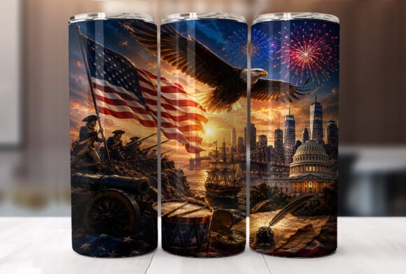 American Eagle Flag Tumbler Wrap Graphics for Local Branding