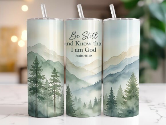 Be Still Know Bible Verse Tumbler Wrap Graphics