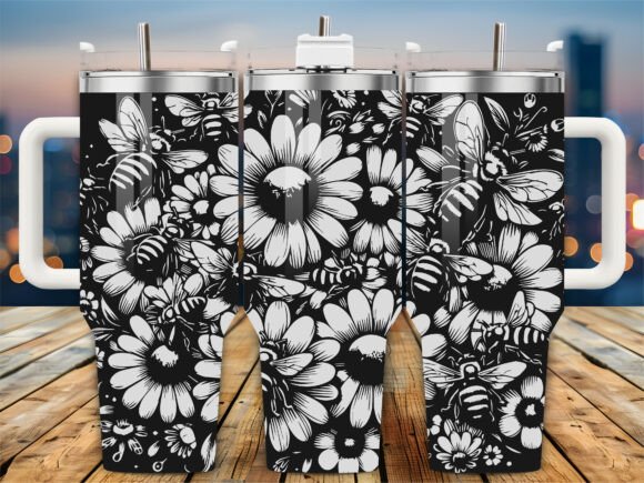 Bee Honeycomb Floral 40oz Tumbler Graphics for Crafts