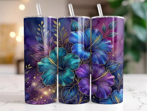 Blue Purple Hibiscus Floral Tumbler Wrap Review