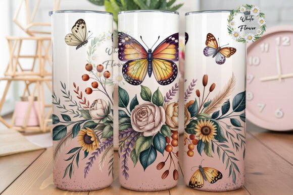 Boho Butterfly Floral Tumbler Wrap Graphics Review