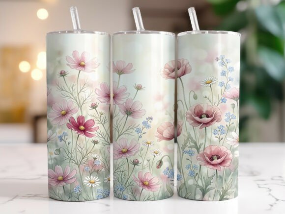 Boho Cosmos Flower Tumbler Wrap Graphics Review