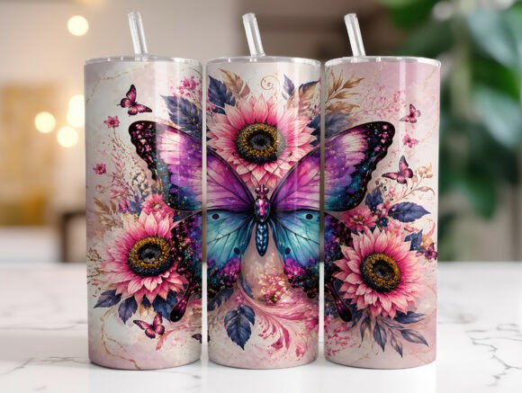 Butterfly Sunflower Floral Tumbler Wraps Graphics Review