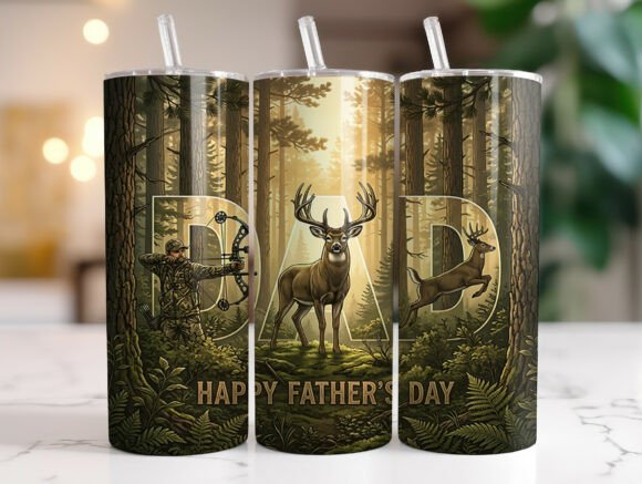 Camo Deer Father s Day Tumbler Wrap Graphics