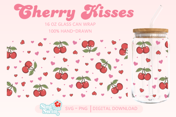 Cherry Kisses Libbey Tumbler Design for Crafts & Graphics