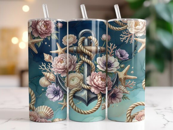 Coastal Anchor Floral Graphics & Tumbler Wraps Review