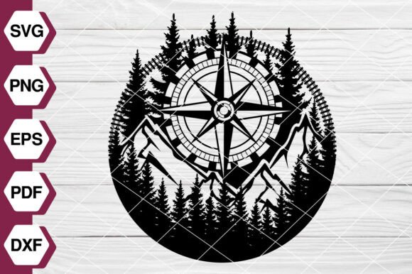 Compass and Mountains SVG EP618: Graphics and Illustrations