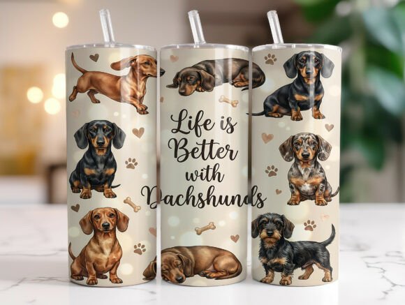 Cute Dachshund Dog Tumbler Wrap Graphics Review