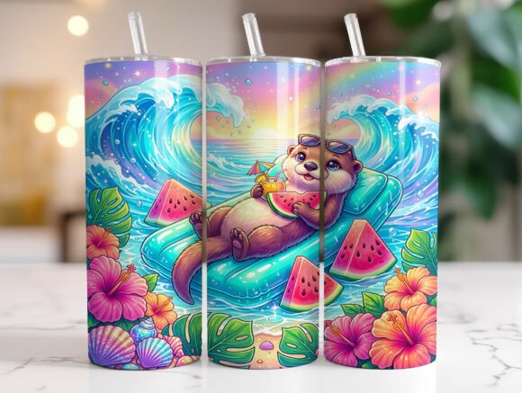 Cute Otter Summer Tumbler Wrap Graphics Review