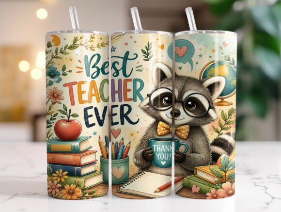 Cute Raccoon Best Teacher Tumbler Wrap Review