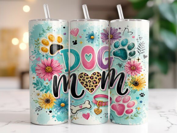 Dog Mom Floral Paw Tumbler Wrap Graphics Review