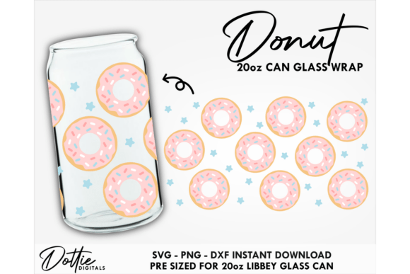 Donuts 20oz Glass Can Wrap SVG: Graphics & Tumbler Wraps