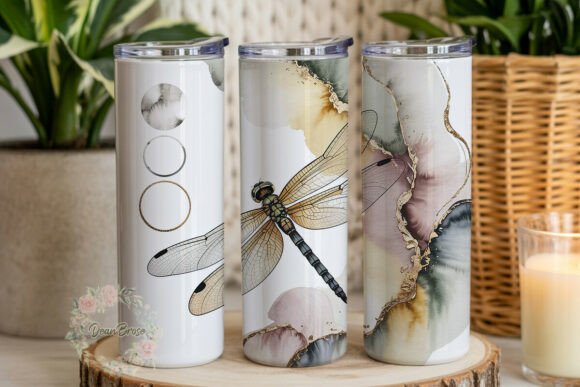 Elegant Dragonfly Ink Art: Graphics & Tumbler Wraps