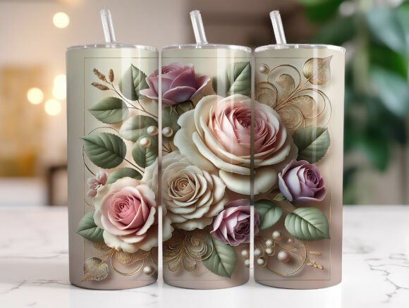 Elegant Vintage Rose Tumbler Wraps Graphics Review