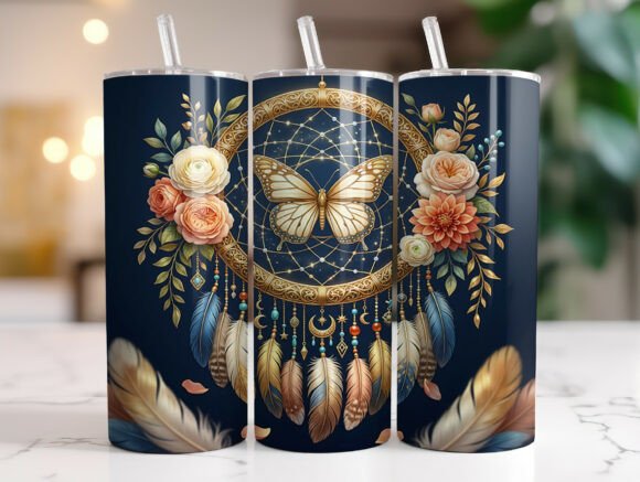 Floral Butterfly Dreamcatcher Tumbler Graphics & Wraps
