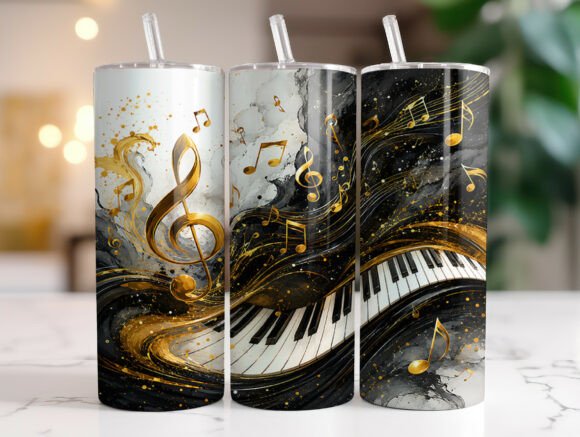 Golden Treble Clef Tumbler Wraps Graphics
