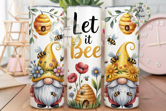Let It Bee Honey Gnome 20oz Tumbler Wrap Graphics