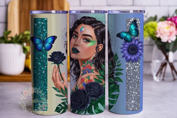 Mysterious Floral Woman Graphics & Tumbler Wraps