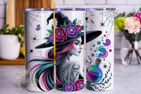 Mystic Witch Floral Tumbler Wrap Graphics