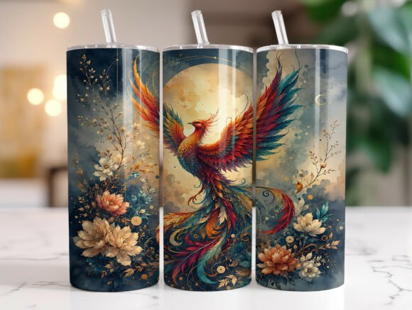 Mystical Phoenix Floral Tumbler Wraps Graphics Review