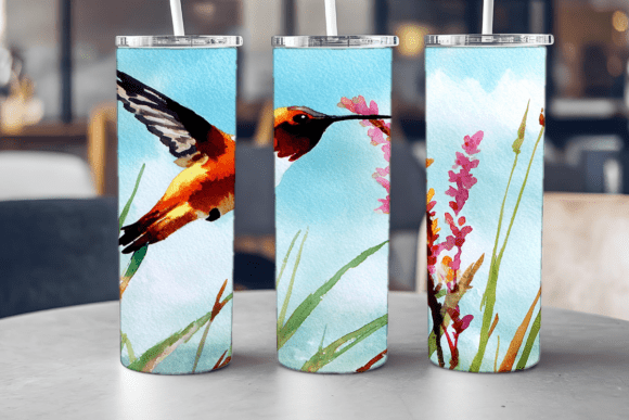 Painted Hummingbird Tumbler Graphics for Tumbler Wraps