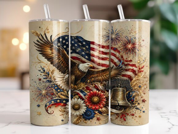 Patriotic Eagle 4th of July Tumbler Wrap Graphics