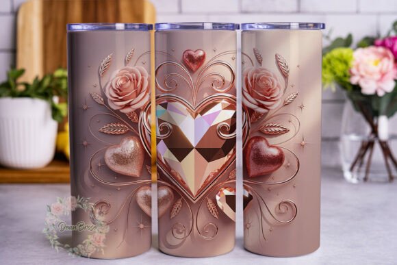 Rose Gold Heart Floral Tumbler Wraps Graphics Review