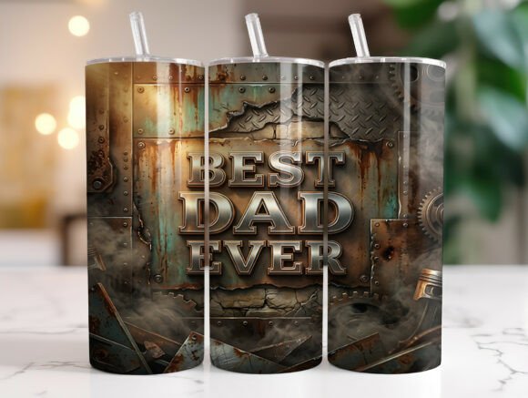 Rustic Metal Dad Quote 20oz Tumbler Wrap Graphics