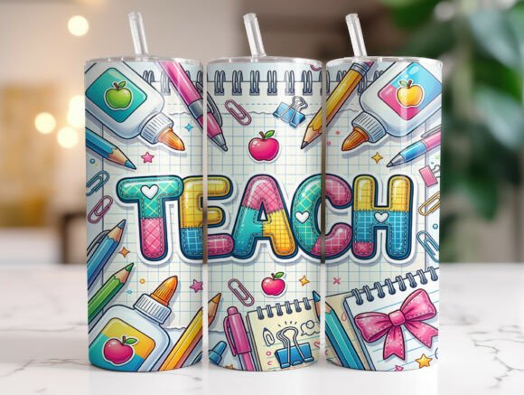 Teacher 20oz Skinny Tumbler Wrap PNG Graphics Review