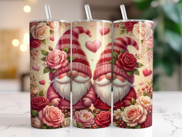 Valentine Gnome Rose Heart Tumbler Wrap: Graphics Review