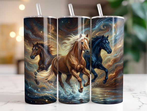 Wild Running Horses Tumbler Wrap Graphics